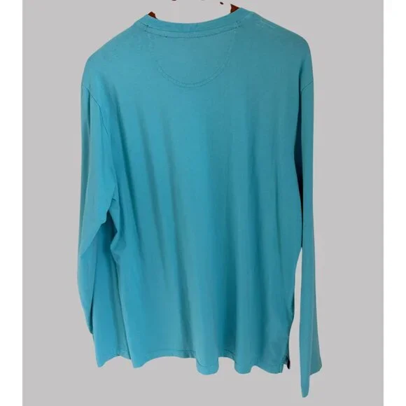 Tommy Bahama Mens Relax Long Sleeve Turquoise T-Shirt L 100% Cotton - Picture 7 of 7